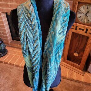 Green & Blue Paisley Design Infinity Scarf